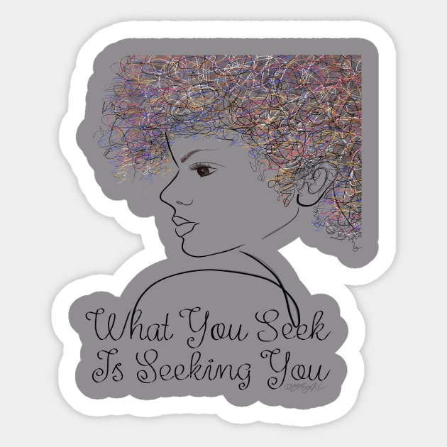 What You Seek is Seeking You Girl  Line Drawing Sticker by OLena Art 